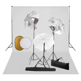 Fotostudijas Komplekts – Lampas, Lietussargi, Fons, Reflektori Vidaxl