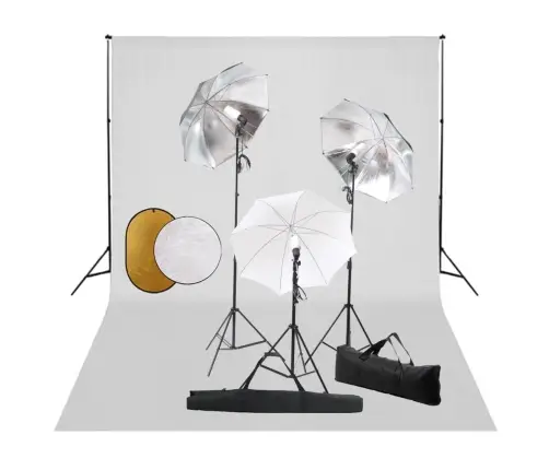 Fotostudijas Komplekts – Lampas, Lietussargi, Fons, Reflektori Vidaxl
