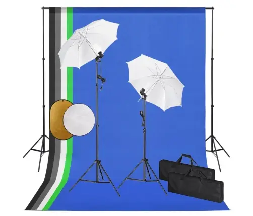 Fotostudijas Komplekts – Lampas, Lietussargi, Fons, Reflektori Vidaxl