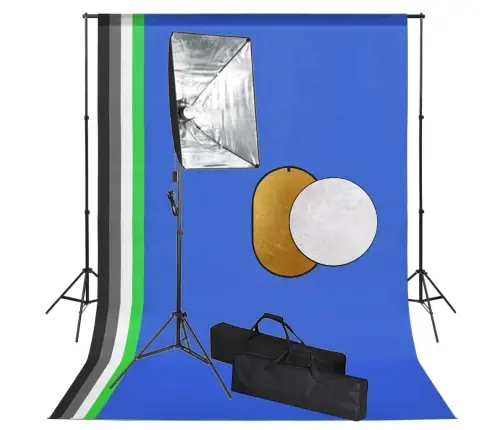 Fotostuudiokomplekt Valgustuse, Taustapildi Ja Reflektoriga