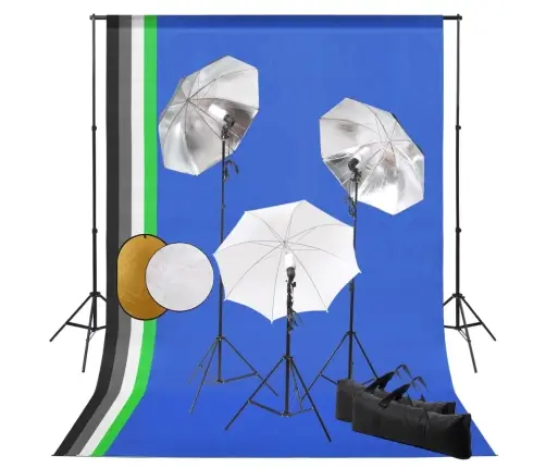 Fotostudijas Komplekts – Lampas, Lietussargi, Foni, Reflektori Vidaxl