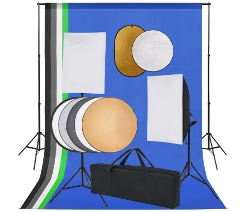Fotostudijas Komplekts – Gaismas Izkliedētāji, Foni, Reflektori Vidaxl