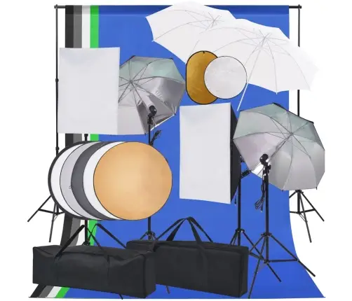 Studijos Komplektas Su Šviesdėžėmis/Skėčiais/Fonu/Reflektoriumi