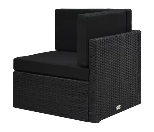 Sodo Komplektas Su Pagalvėlėmis, 4 Dalių, Juodas, Poliratanas