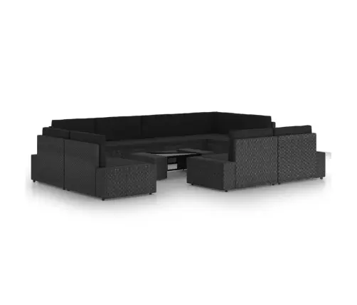 Sodo Komplektas Su Pagalvėlėmis, 10 Dalių, Juodas, Poliratanas