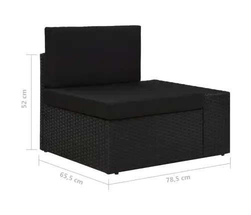 6-Osaline Aiamööblikomplekt Patjadega, Must, Polürotang