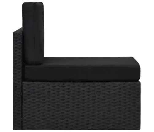 6-Osaline Aiamööblikomplekt Patjadega, Must, Polürotang