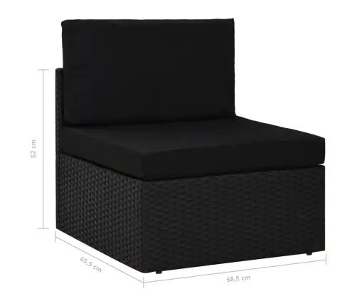 6-Osaline Aiamööblikomplekt Patjadega, Must, Polürotang