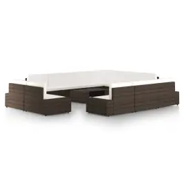 12-Daļīgs Dārza Atpūtas Mēbeļu Komplekts, Brūna Pe Rotangpalma Vidaxl