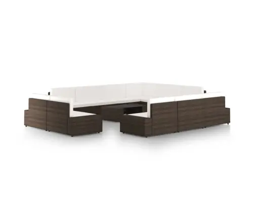 12-Daļīgs Dārza Atpūtas Mēbeļu Komplekts, Brūna Pe Rotangpalma Vidaxl