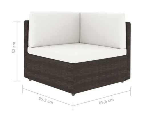 11-Osaline Aiamööbli Komplekt Patjadega, Pruun, Polürotang