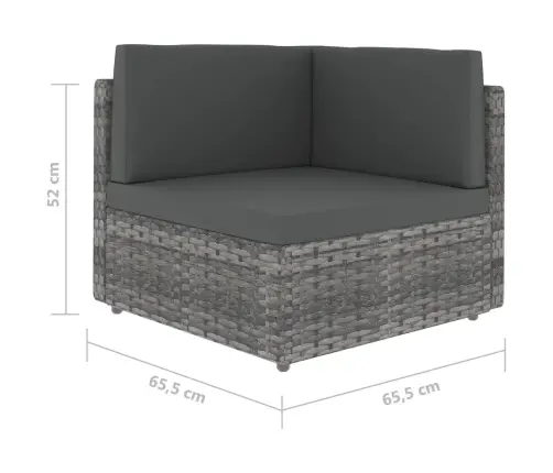 6-Daļīgs Dārza Atpūtas Mēbeļu Komplekts, Pelēka Pe Rotangpalma Vidaxl