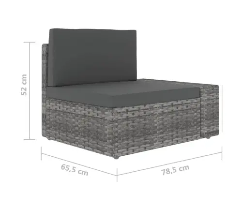 6-Daļīgs Dārza Atpūtas Mēbeļu Komplekts, Pelēka Pe Rotangpalma Vidaxl