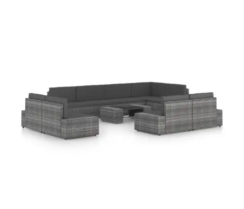 10-Daļīgs Dārza Atpūtas Mēbeļu Komplekts, Pelēka Pe Rotangpalma Vidaxl