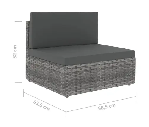 10-Daļīgs Dārza Atpūtas Mēbeļu Komplekts, Pelēka Pe Rotangpalma Vidaxl