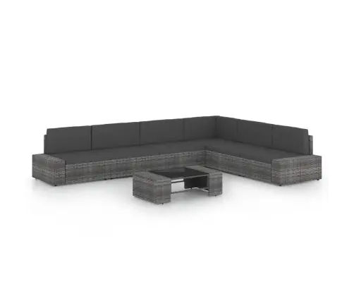 7-Daļīgs Dārza Atpūtas Mēbeļu Komplekts, Pelēka Pe Rotangpalma Vidaxl