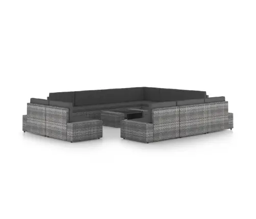 12-Osaline Aiamööbli Komplekt Patjadega, Hall, Polürotang