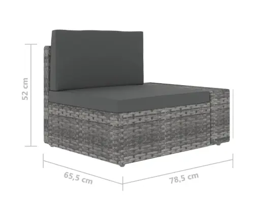 5-Osaline Aiamööblikomplekt Patjadega, Hall, Polürotang