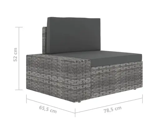 5-Osaline Aiamööblikomplekt Patjadega, Hall, Polürotang