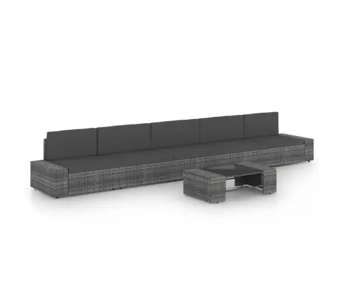 Sodo Komplektas Su Pagalvėlėmis, 6 Dalių, Pilkas, Poliratanas