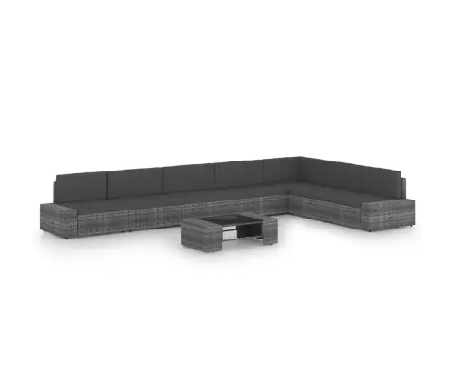 8-Daļīgs Dārza Atpūtas Mēbeļu Komplekts, Pelēka Pe Rotangpalma Vidaxl