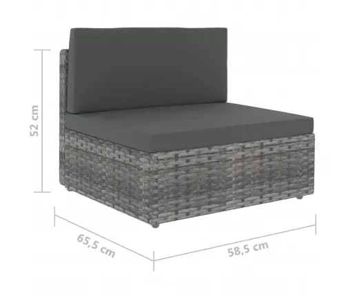 9-Daļīgs Dārza Atpūtas Mēbeļu Komplekts, Pelēka Pe Rotangpalma Vidaxl