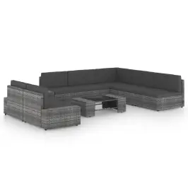 Sodo Komplektas Su Pagalvėlėmis, 8 Dalių, Pilkas, Poliratanas