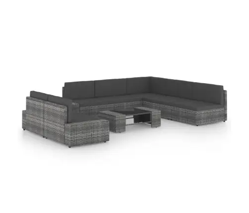 Sodo Komplektas Su Pagalvėlėmis, 8 Dalių, Pilkas, Poliratanas