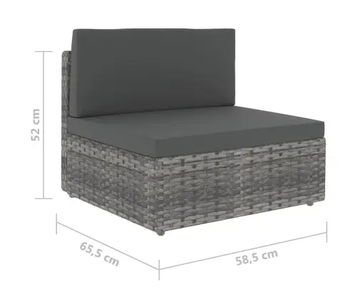 14-Daļīgs Dārza Atpūtas Mēbeļu Komplekts, Pelēka Pe Rotangpalma Vidaxl