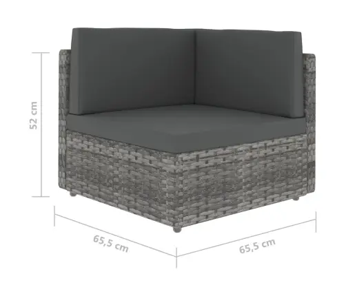 14-Daļīgs Dārza Atpūtas Mēbeļu Komplekts, Pelēka Pe Rotangpalma Vidaxl