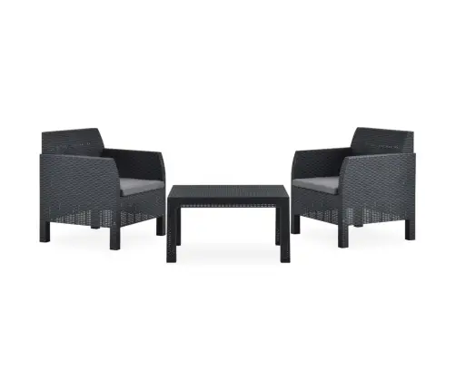 3-Daļīgs Dārza Mēbeļu Komplekts Ar Matračiem, Pp Pinums, Pelēks Vidaxl