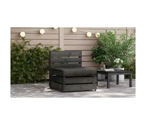 Vidurinė Sodo Sofos Dalis Iš Palečių, Pilkai Impregnuota Pušis Vidurinė Sodo Sofos Dalis Iš Palečių, Pilkai Impregnuota Pušis