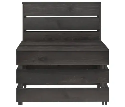 Vidurinė Sodo Sofos Dalis Iš Palečių, Pilkai Impregnuota Pušis Vidurinė Sodo Sofos Dalis Iš Palečių, Pilkai Impregnuota Pušis