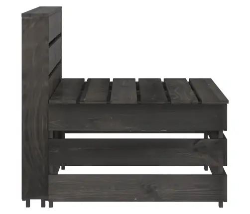 Vidurinė Sodo Sofos Dalis Iš Palečių, Pilkai Impregnuota Pušis Vidurinė Sodo Sofos Dalis Iš Palečių, Pilkai Impregnuota Pušis