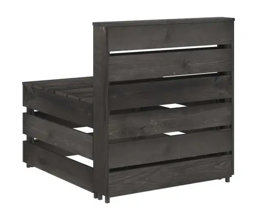 Vidurinė Sodo Sofos Dalis Iš Palečių, Pilkai Impregnuota Pušis Vidurinė Sodo Sofos Dalis Iš Palečių, Pilkai Impregnuota Pušis