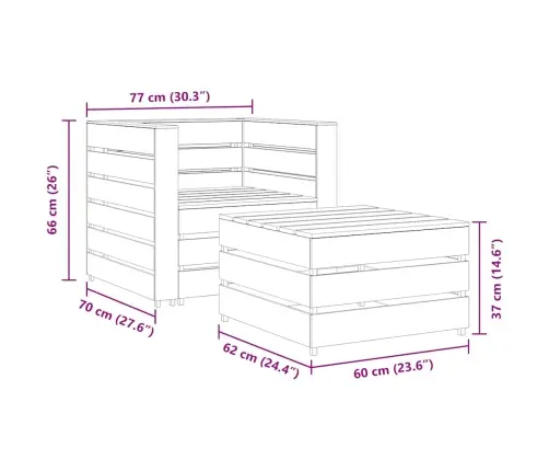 2-Daļīgs Dārza Palešu Mēbeļu Komplekts, Impregnēts Priedes Koks Vidaxl