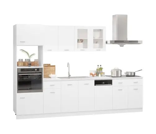 7-Osaline Köögikappide Komplekt "Lyon", Valge, Töödeldud Puit