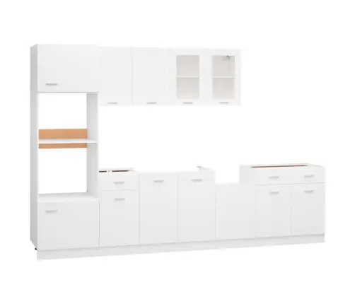 7-Osaline Köögikappide Komplekt "Lyon", Valge, Töödeldud Puit