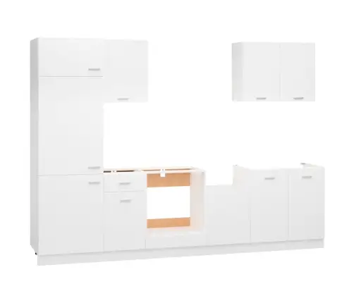 Virtuvės Spintelių Komplektas, Lyon, 7 Dalių, Baltos Spalvos, Mdp