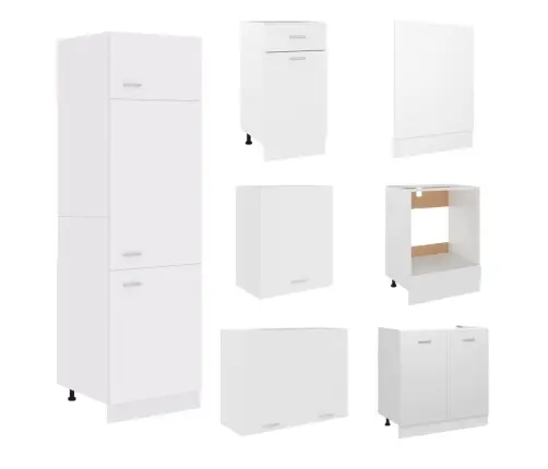 Virtuvės Spintelių Komplektas, Lyon, 7 Dalių, Baltos Spalvos, Mdp