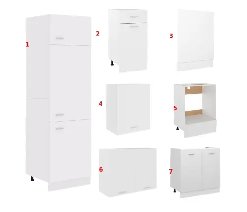 Virtuvės Spintelių Komplektas, Lyon, 7 Dalių, Baltos Spalvos, Mdp
