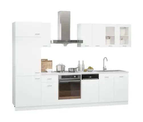 8-Daļīgs Virtuves Skapīšu Komplekts, Lyon, Balts, Kokskaidu Plāksne Vidaxl