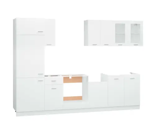 8-Daļīgs Virtuves Skapīšu Komplekts, Lyon, Balts, Kokskaidu Plāksne Vidaxl