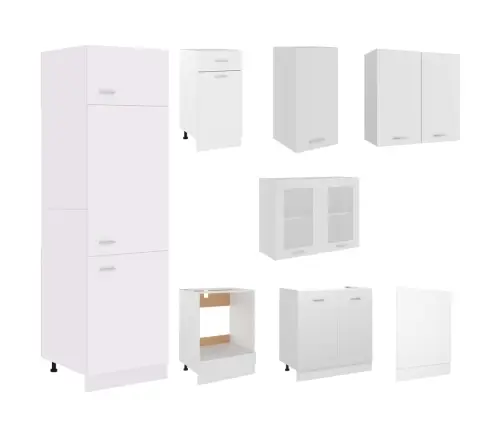 8-Daļīgs Virtuves Skapīšu Komplekts, Lyon, Balts, Kokskaidu Plāksne Vidaxl