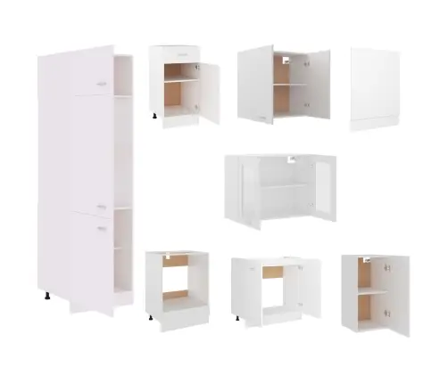 8-Daļīgs Virtuves Skapīšu Komplekts, Lyon, Balts, Kokskaidu Plāksne Vidaxl