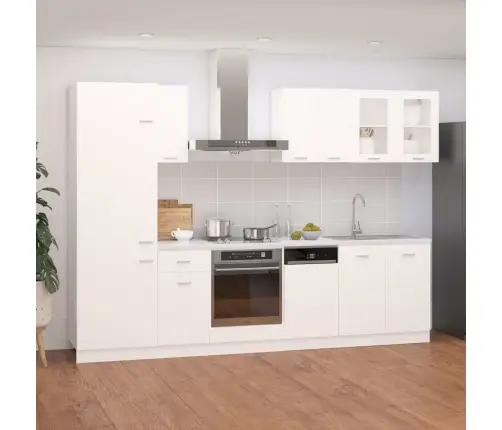 8-Daļīgs Virtuves Skapīšu Komplekts, Lyon, Balts, Kokskaidu Plāksne Vidaxl