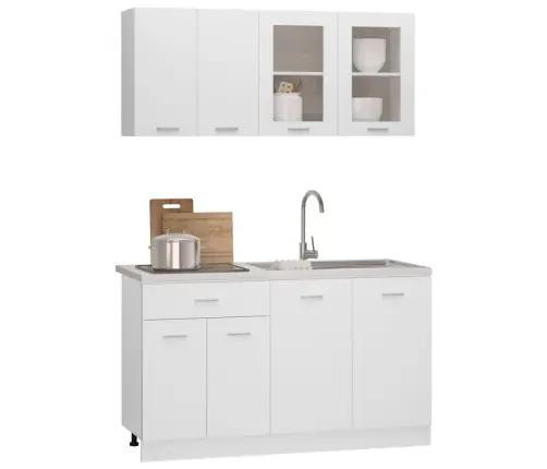 Virtuvės Spintelių Komplektas, Lyon, 4 Dalių, Baltas, Mediena