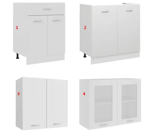 Virtuvės Spintelių Komplektas, Lyon, 4 Dalių, Baltas, Mediena