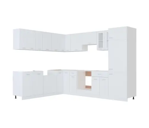 14-Osaline Köögikappide Komplekt "Lyon", Valge, Töödeldud Puit