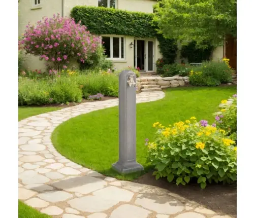 Dārza Kolonna Ar Jaucējkrānu, Gaiši Pelēka, Akmens Izskats Vidaxl